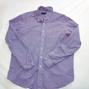 Ralph Lauren Men’s XL Purple Woven Checkered Gingham Plaid Long Sleeve Shirt